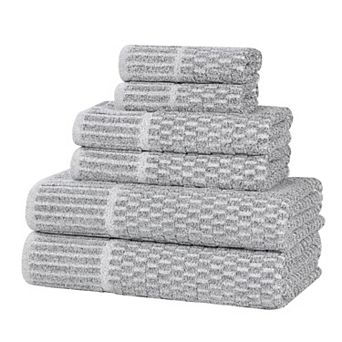 SUPERIOR Juno Medium Weight Checkered Border 6 pc Towel Set