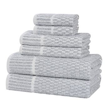 SUPERIOR Juno Medium Weight Checkered Border 6 pc Towel Set
