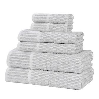 SUPERIOR Juno Medium Weight Checkered Border 6 pc Towel Set