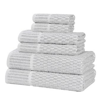 SUPERIOR Juno Medium Weight Checkered Border 6 pc Towel Set