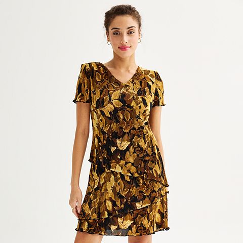 Женские платья Connected Women's Connected Apparel Short Sleeve Tiered Mini Dress