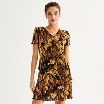Women's Connected Apparel Short Sleeve Tiered Mini Dress
