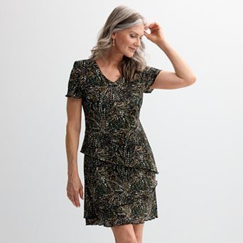 Women's Connected Apparel Short Sleeve Tiered Mini Dress