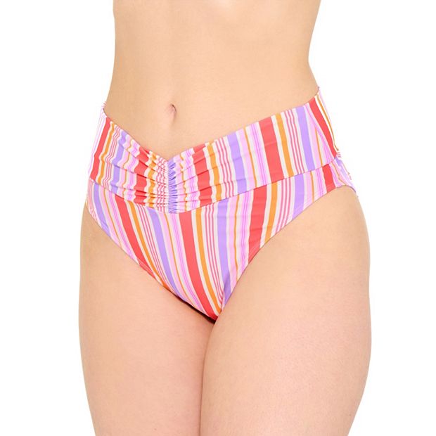 Juniors Ninety Nine Degrees Cheeky High Waisted Ruched Swim Bottoms Girl s Size Small Pool Day