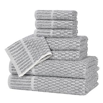 SUPERIOR Juno 8 pc Cotton Blend Checkered Border Towel Set