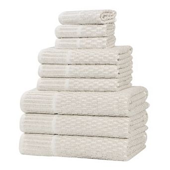 SUPERIOR Juno Medium Weight Checkered Border 9 pc Towel Set