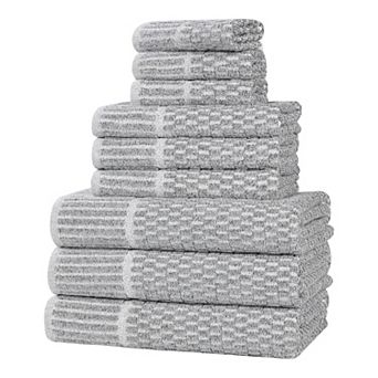 SUPERIOR Juno Medium Weight Checkered Border 9 pc Towel Set