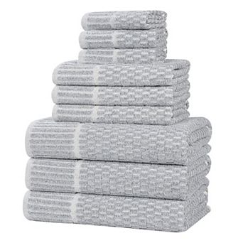 SUPERIOR Juno Medium Weight Checkered Border 9 pc Towel Set