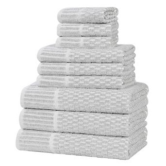 SUPERIOR Juno Medium Weight Checkered Border 9 pc Towel Set