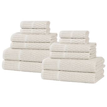 SUPERIOR Juno Medium Weight Checkered Border 12 pc Towel Set