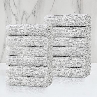 SUPERIOR Juno Medium Weight Checkered Border Washcloth Set