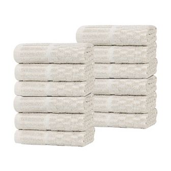 SUPERIOR Juno Medium Weight Checkered Border Washcloth Set