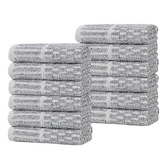 SUPERIOR Juno Medium Weight Checkered Border Washcloth Set