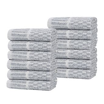 SUPERIOR Juno Medium Weight Checkered Border Washcloth Set