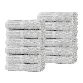 SUPERIOR Juno Medium Weight Checkered Border Washcloth Set