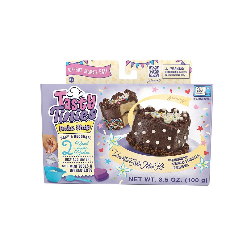 Goliath Tasty Tinies Bake Shop Vanilla Cake with Chocolate Frosting Mix Kit, White Rainbow