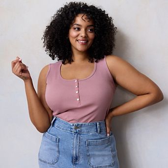 Plus Size LC Lauren Conrad Henley Tank Top