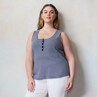 Plus Size LC Lauren Conrad Henley Tank Top