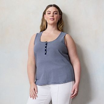 Plus Size LC Lauren Conrad Henley Tank Top