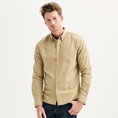 Mens Beig khaki Button Down Shirts Casual Tops Clothing Kohl s