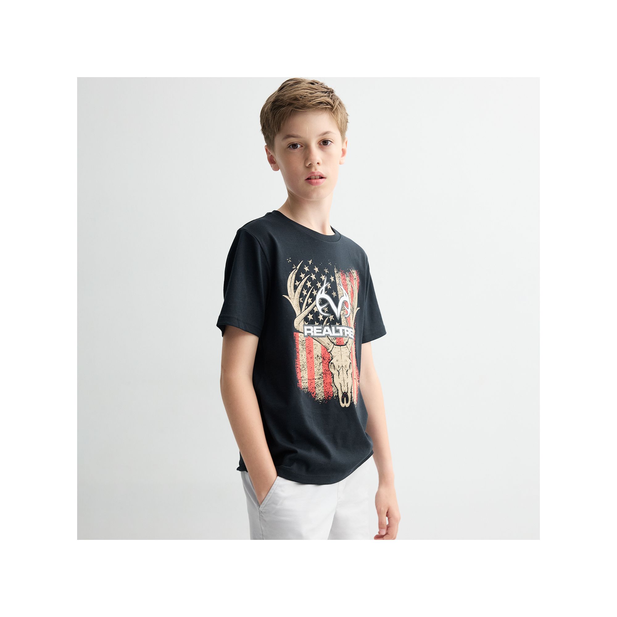 Boys 8-20 Realtree Americana Graphic Tee, Boys, Size: Small, Black
