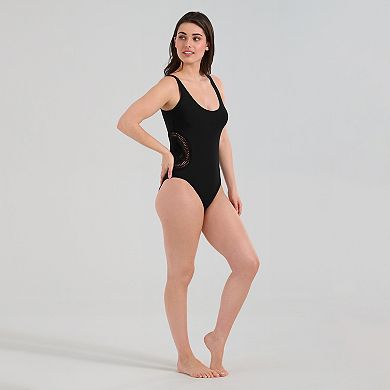 Women's Freshwater Crochet Side Panel One-Piece Swimsuit