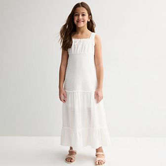 Girls 7-16 eyeshadow Peasant Top Midi Dress
