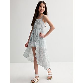 Girls 7-16 eyeshadow Flutter Sleeve Nautical High Low Dress