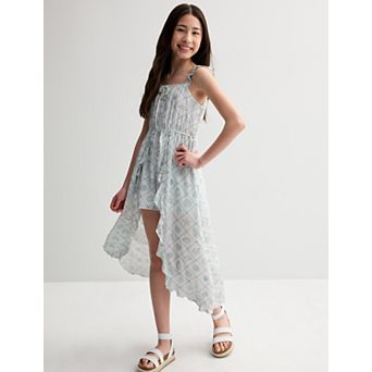 Girls 7-16 eyeshadow Flutter Sleeve Nautical High Low Dress