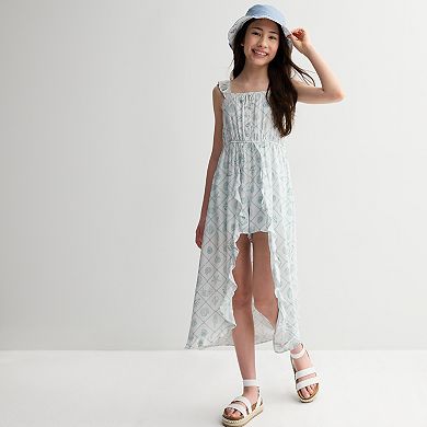 Girls 7-16 eyeshadow Flutter Sleeve Nautical High Low Dress