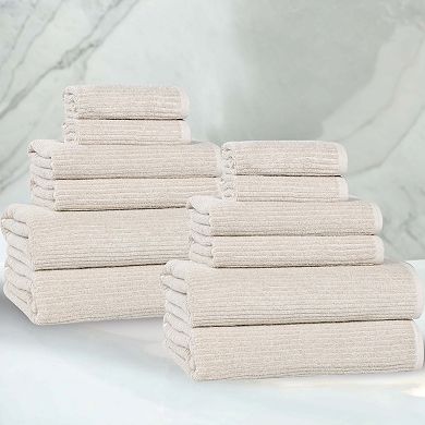 SUPERIOR 12 Piece Destin Medium Weight Solid Towel Set