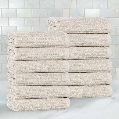 SUPERIOR 12 Piece Destin Medium Weight Solid Face Towel Set