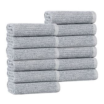 SUPERIOR 12 pc Destin Medium Weight Solid Face Towel Set