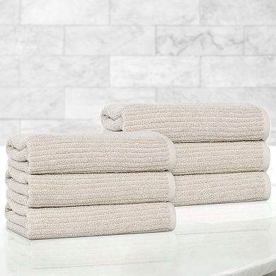 SUPERIOR 6 Piece Destin Medium Weight Solid Hand Towel Set