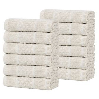 SUPERIOR 12 pc Naples Cotton Blend Medium Weight Face Towel Set