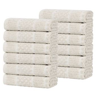 SUPERIOR 12 pc Naples Cotton Blend Medium Weight Face Towel Set
