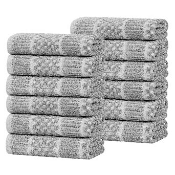SUPERIOR 12 pc Naples Cotton Blend Medium Weight Face Towel Set