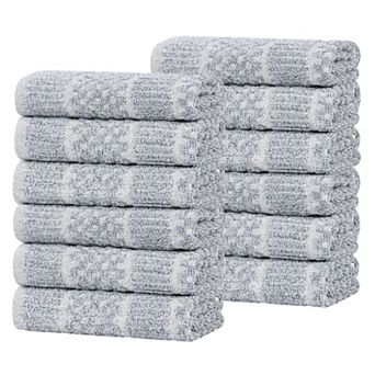 SUPERIOR 12 pc Naples Cotton Blend Medium Weight Face Towel Set
