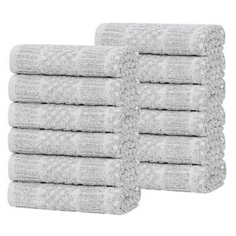 SUPERIOR 12 pc Naples Cotton Blend Medium Weight Face Towel Set