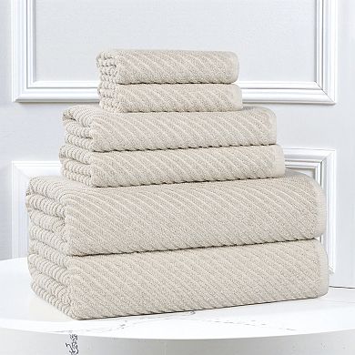 SUPERIOR 6-Piece Amelia Cotton Blend Medium Weight Towel Set