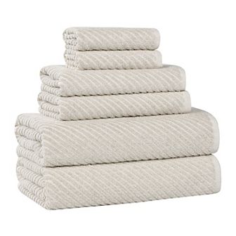 SUPERIOR 6 pc Amelia Cotton Blend Medium Weight Towel Set