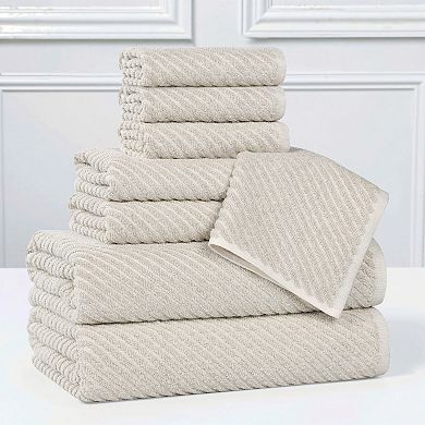 SUPERIOR 8-Piece Amelia Cotton Blend Medium Weight Towel Set