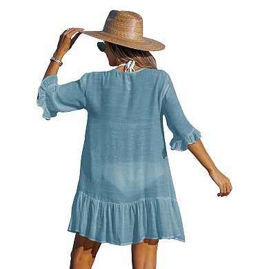 Women's Cupshe Short Sleeve Mini Length Cover-Up Dress