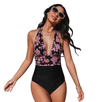 Women's Cupshe Plunging Halterneck Tummy Control One-Piece Swimsuit