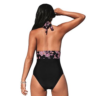 Women's Cupshe Plunging Halterneck Tummy Control One-Piece Swimsuit