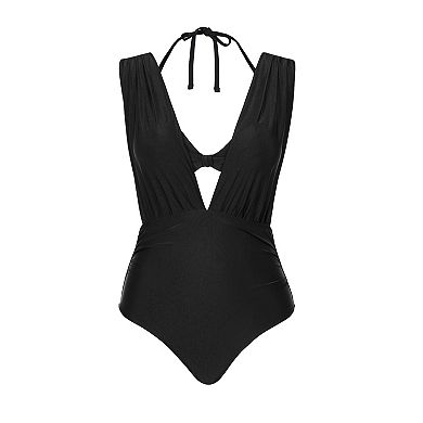 Women's Cupshe Black Underwire Tummy Control One-Piece Swimsuit