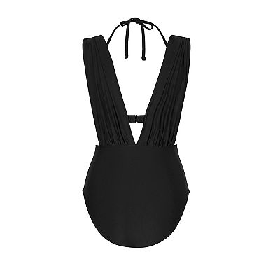 Women's Cupshe Black Underwire Tummy Control One-Piece Swimsuit