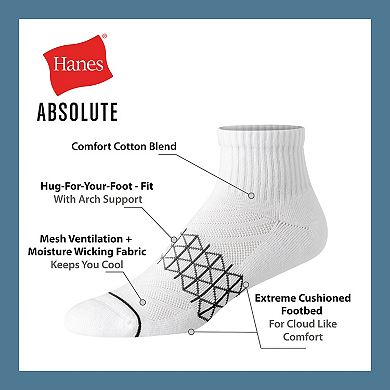 Men's Hanes® 3+1 Bonus Pack Ultimate Absolute Comfort Quarter Socks Ankle Socks