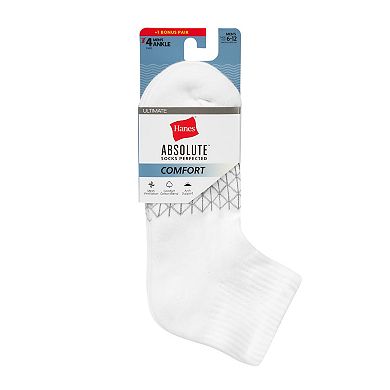 Men's Hanes® 3+1 Bonus Pack Ultimate Absolute Comfort Quarter Socks Ankle Socks