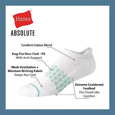 Men's Hanes® 3+1 Bonus Pack Ultimate Absolute Comfort No Show Socks with Heel Shield